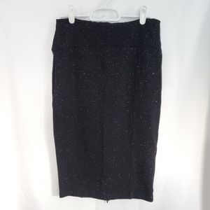 Womens Alberto Makali Black w White Tweed Pencil Skirt Back Double Zipper Size 8